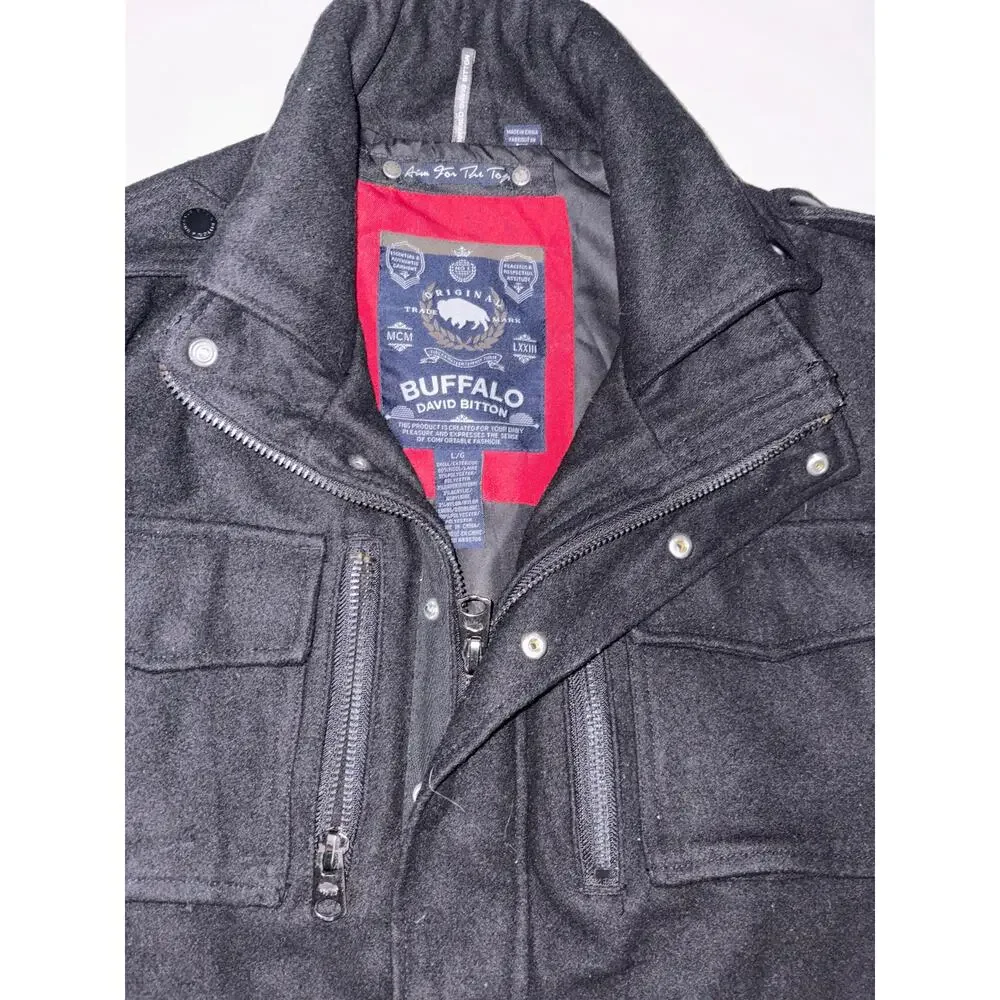 Buffalo David Bitton men’s large jacket wool zip up black - Picture 2 of 4